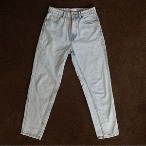 Zara light wash straight leg mom jeans